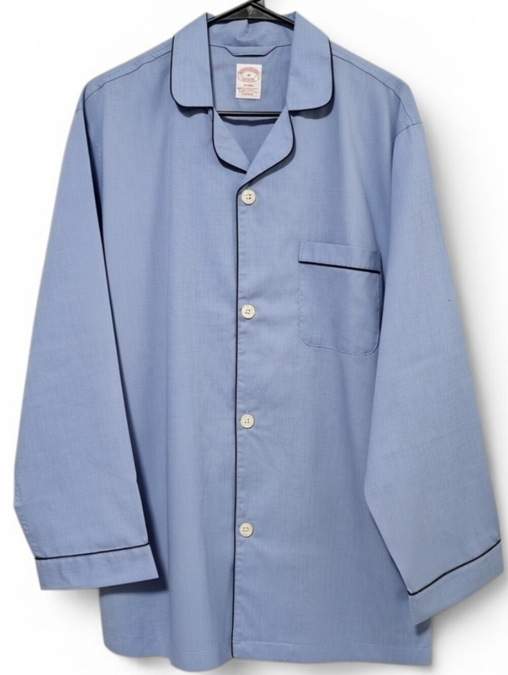 Brooks Brothers Blue 100% Cotton Button Down Men's Sleep Pajama Top Size M